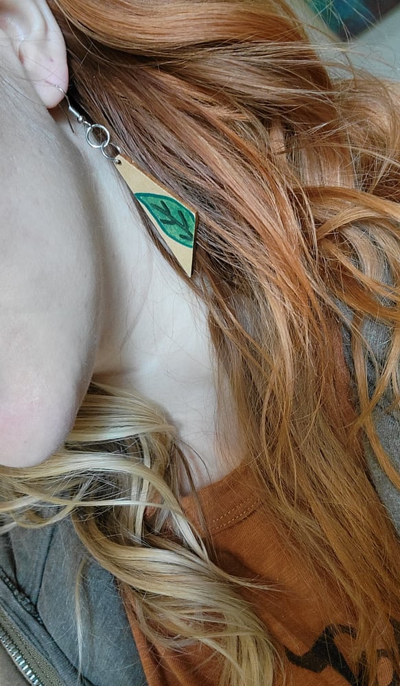 Image of Leaf painted earrings 
