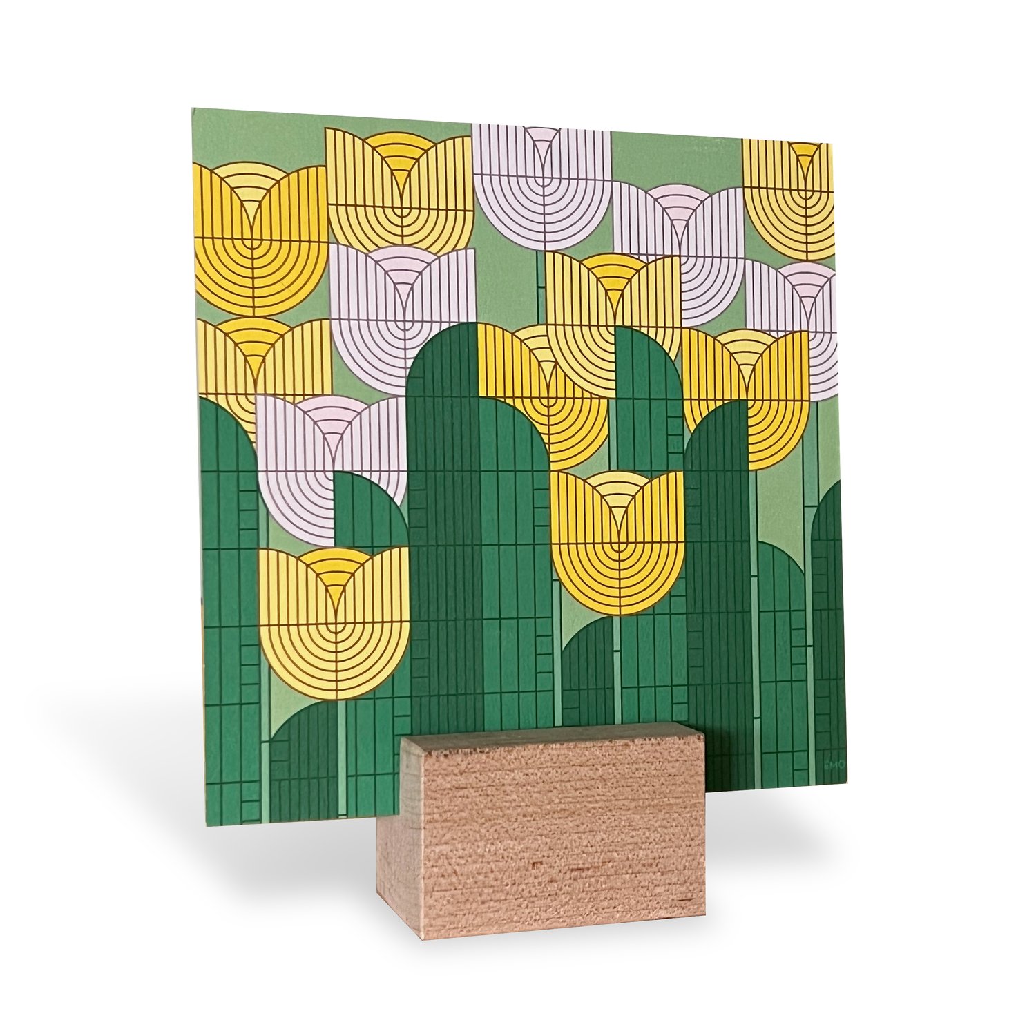 Image of "Spring Tulips" Art Card and Wood Block Easel