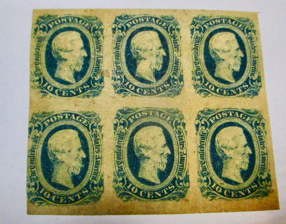 CHOICE AND SCARCE ORIGINAL BLOCK OF 6 CONFEDERATE STAMPS