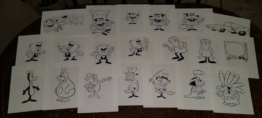 Image of UNDERDOG 50-PAGE ART SET! 8.5x11 EACH! TENNESSEE TUXEDO, GO GO GOPHERS!