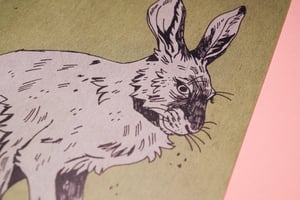 a5 hare print on recycled paper