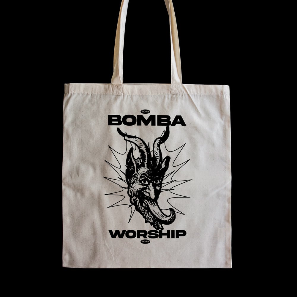 Image of BOMBA DISCHI: WORSHIP tote bag (Limited Ed.)