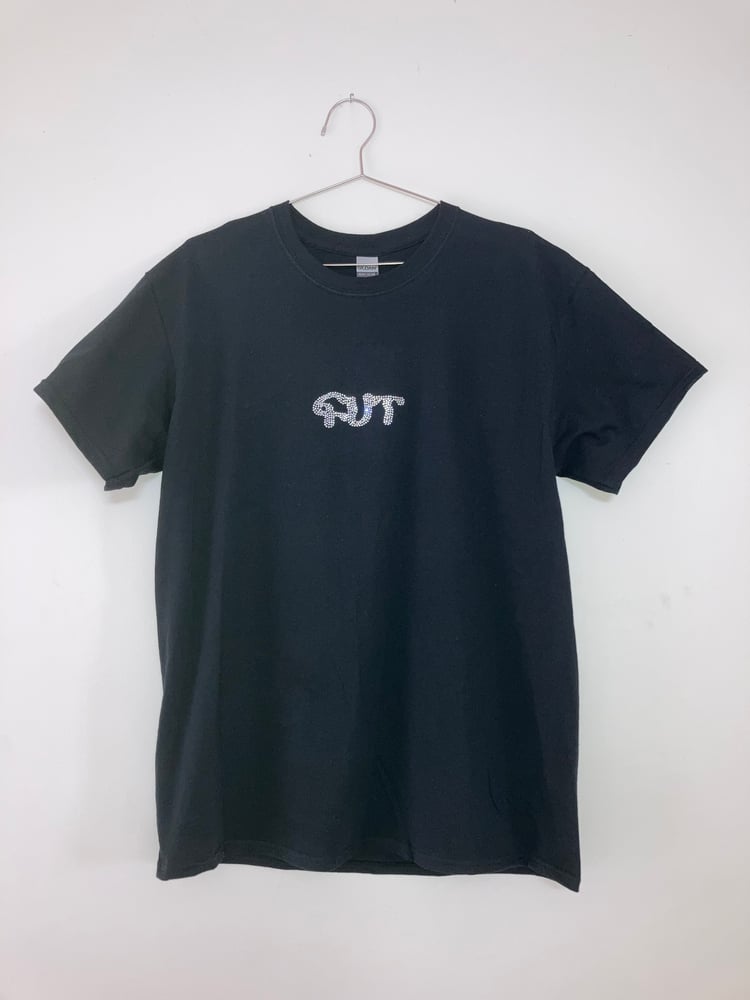Image of GUT rhinestone T-shirt in Black 