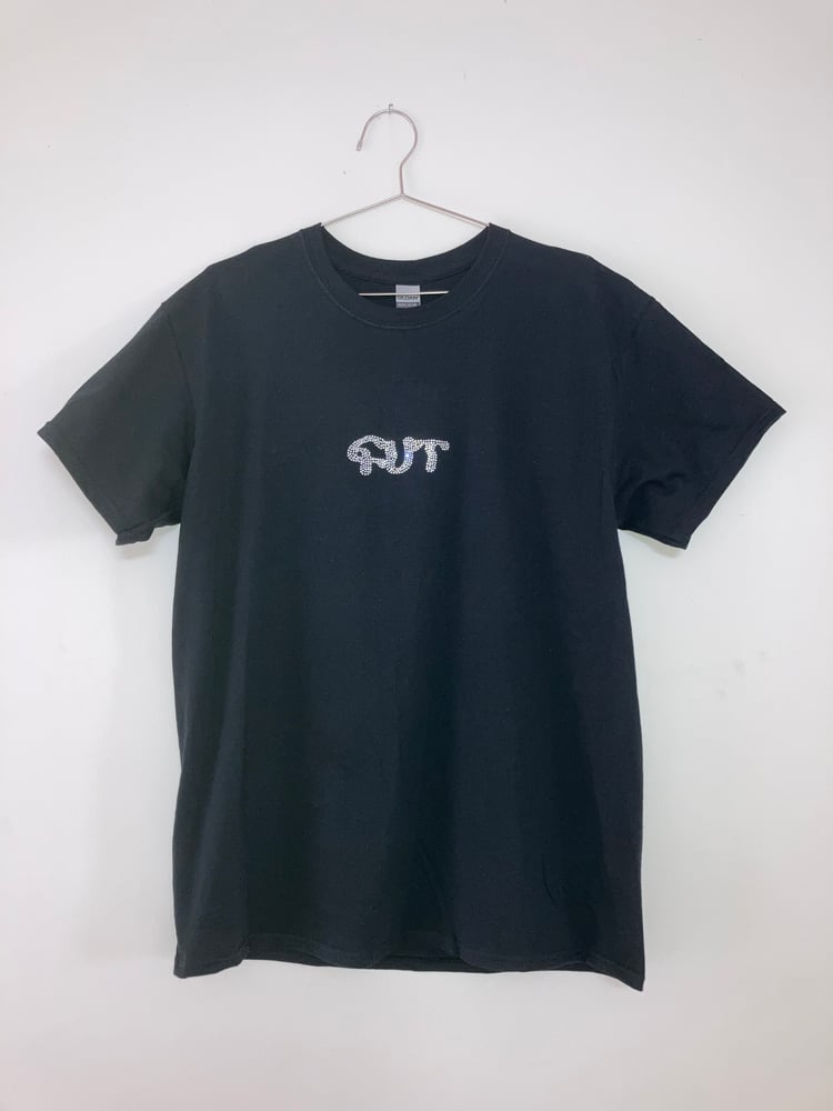 Image of GUT rhinestone T-shirt in Black