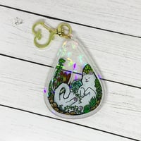 Cat Sleeping Peacefully in a Succulent Bed  Charm Original Acrylic Design Key Chain/ Charm