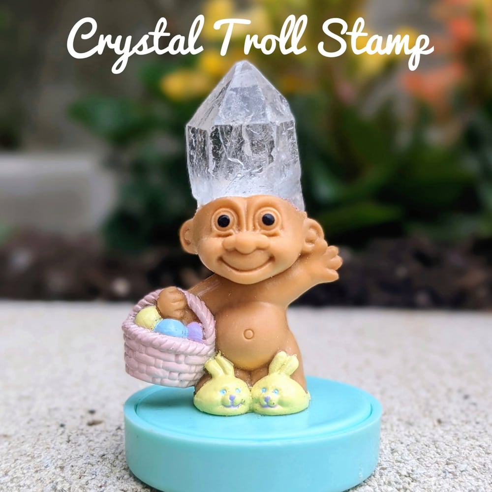 Quartz Crystal Troll "You're My Honey Bunny" Stamp 2.5"