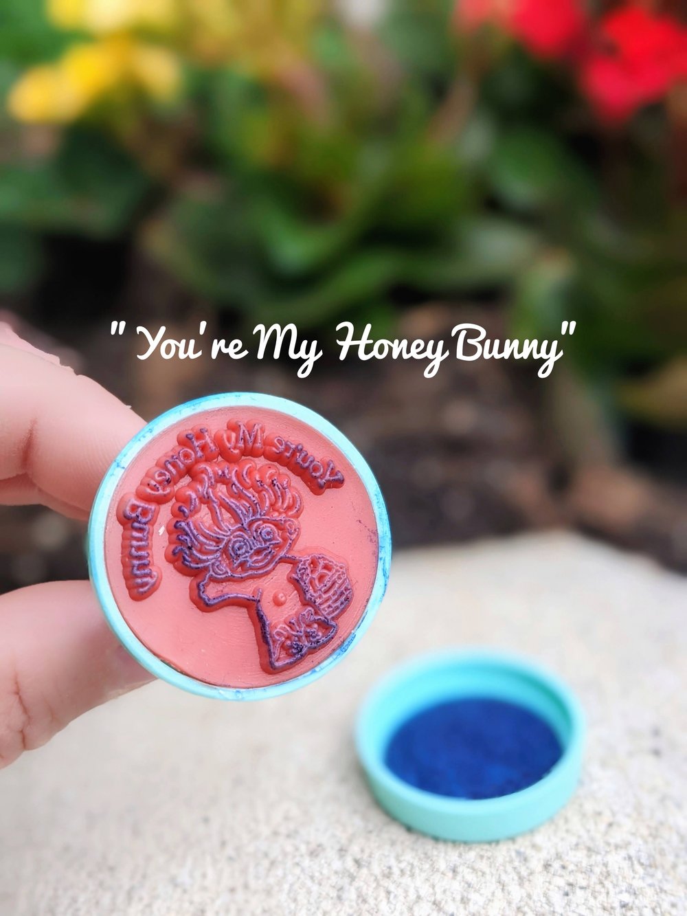 Quartz Crystal Troll "You're My Honey Bunny" Stamp 2.5"
