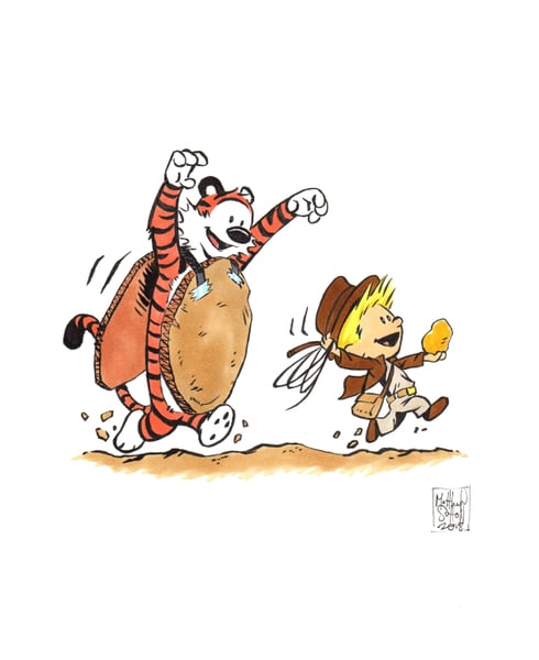 Image of Calvin and Hobbes Indiana Jones Mashup