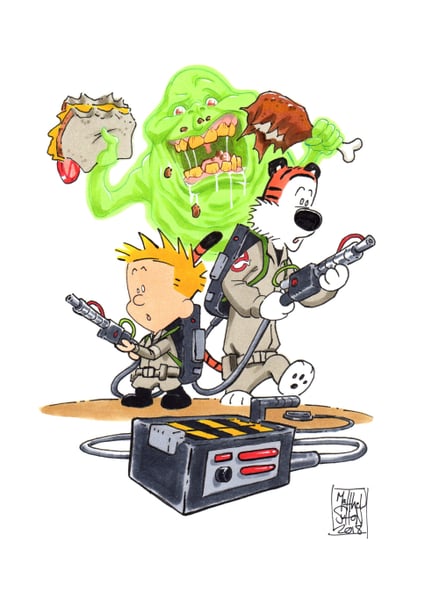 Image of Calvin and Hobbes Ghost Busters Mashup
