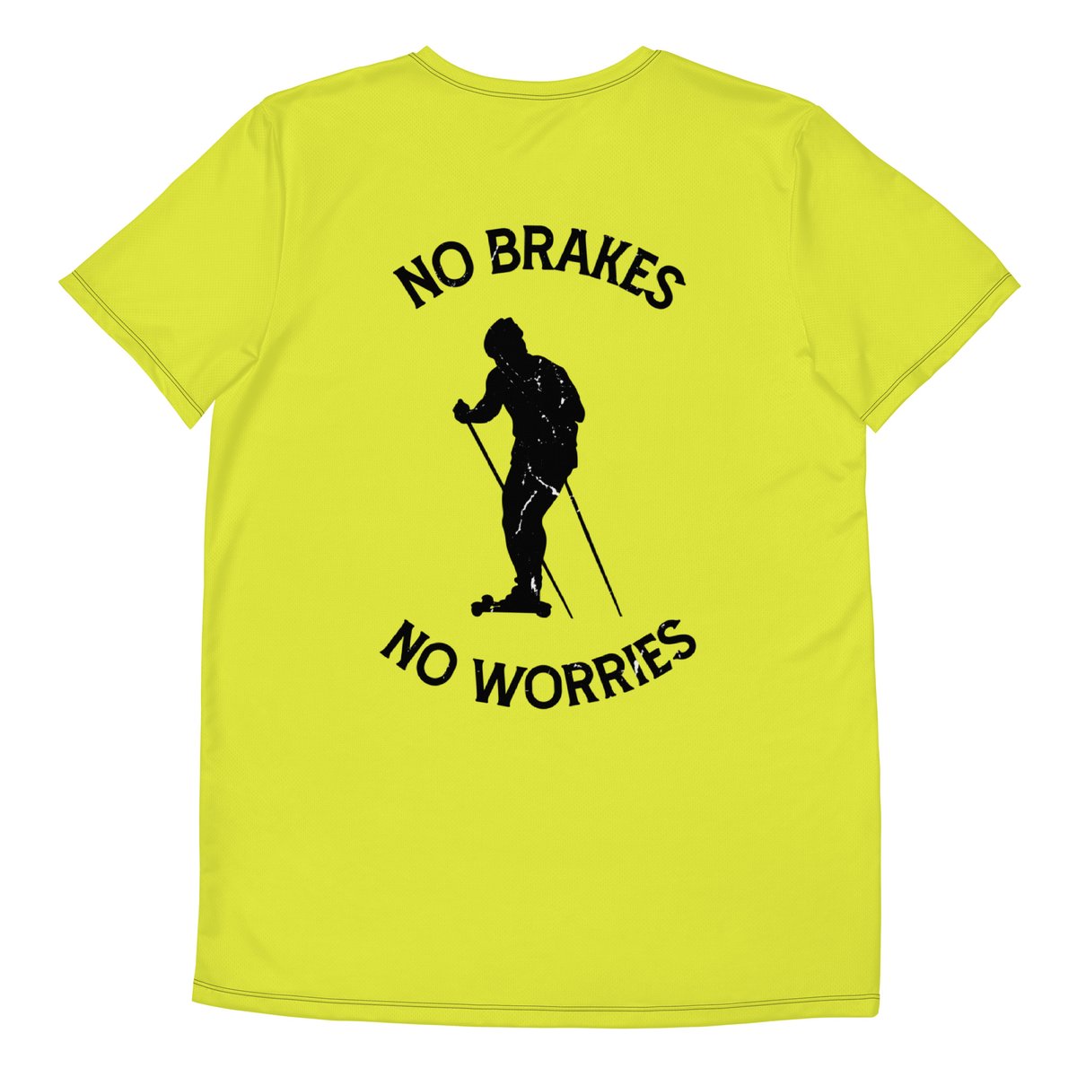 Image of 'No Brakes No Worries' Men's Roller-Skiing Shirt (Yellow)