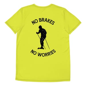 Image of 'No Brakes No Worries' Men's Roller-Skiing Shirt (Yellow)