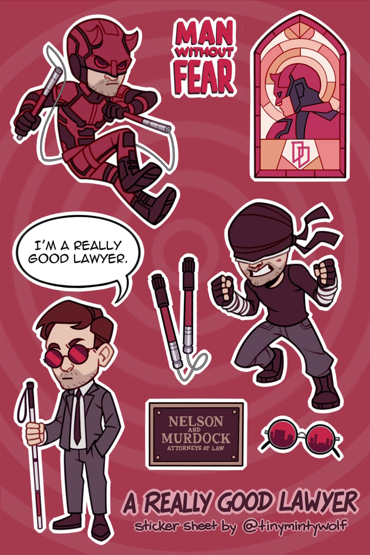 Daredevil sticker sheet Tinymintywolf