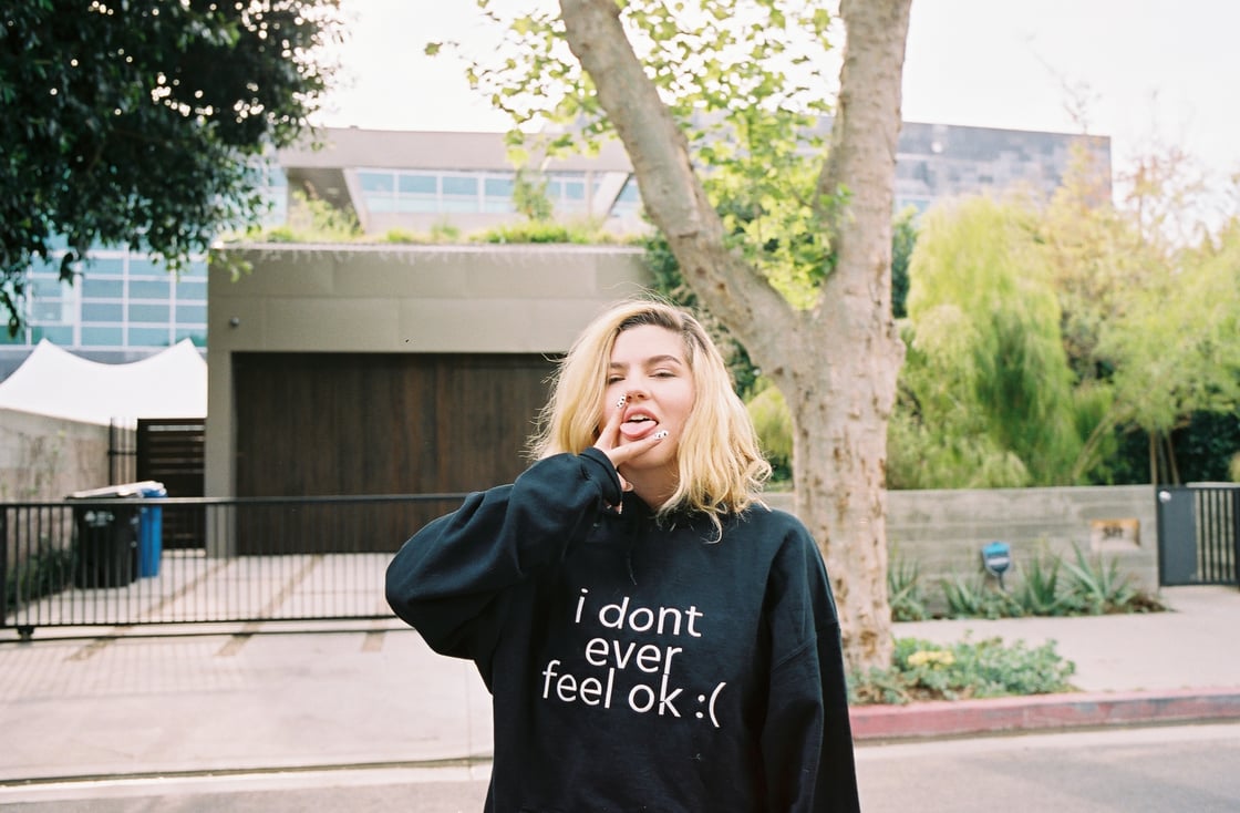 Image of i dont ever feel ok hoodie (black)