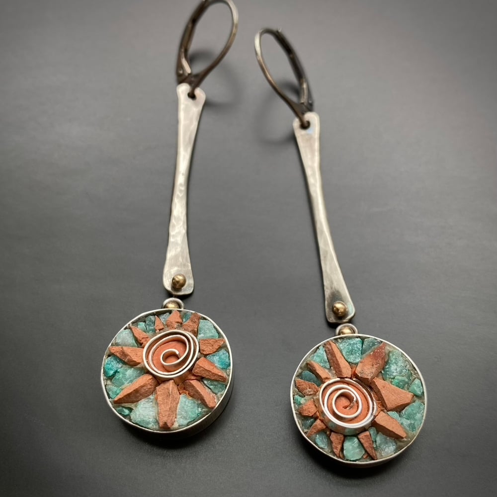 Image of Sun Earrings with Blue Sky