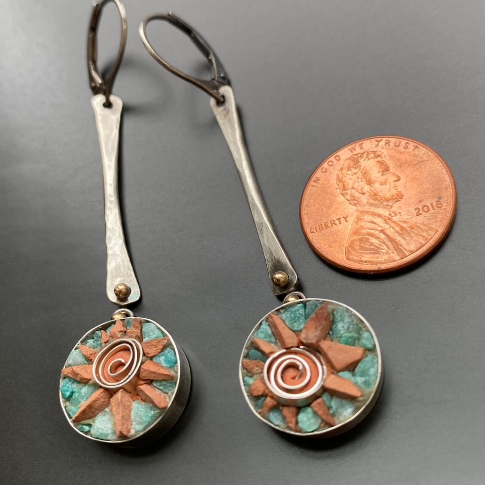 Image of Sun Earrings with Blue Sky