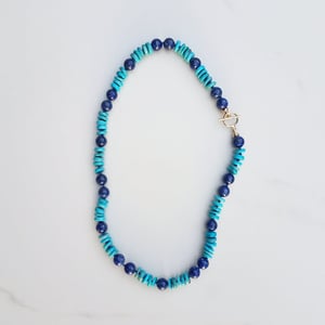 Lapis & Turquoise Helix Necklace with Clasp