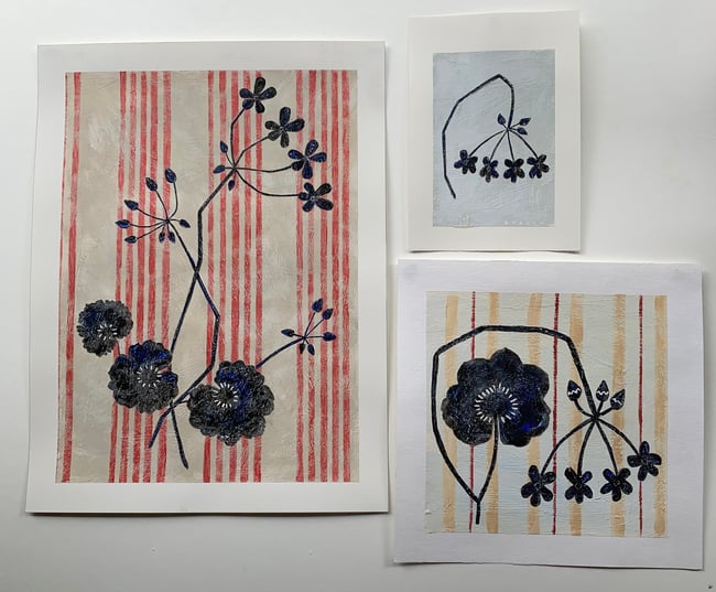 Five red stripes - original work on paper