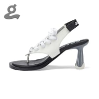 Image 3 of White lace-up leather sandals 'GF-1'
