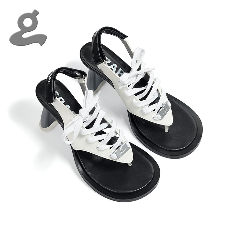 Image of White lace-up leather sandals 'GF-1'
