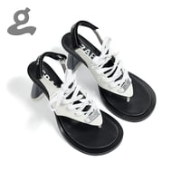 Image 1 of White lace-up leather sandals 'GF-1'