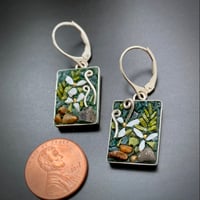 Image 2 of Trillium and Fiddlehead Rectangle Earrings 