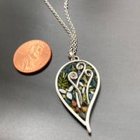Image 3 of Leaf Pendant with Trillium and Fiddleheads