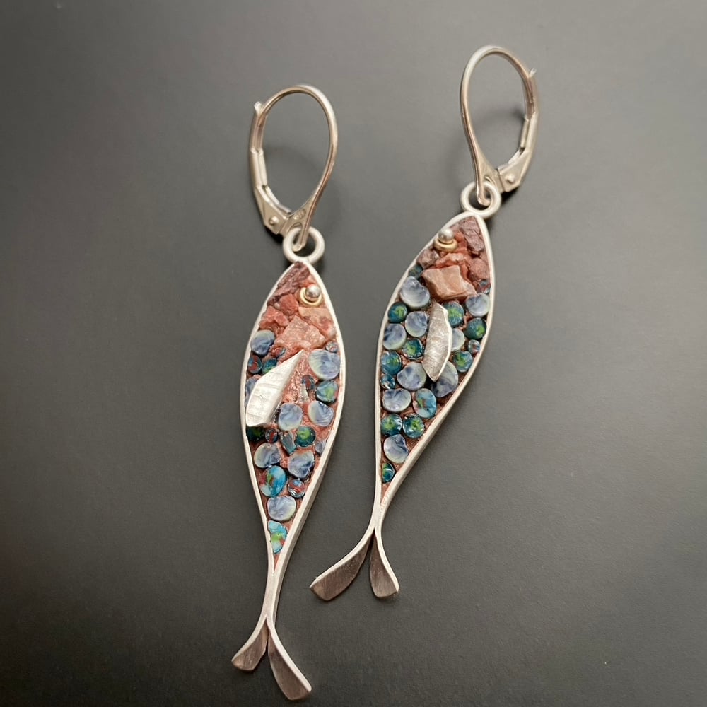 Light Blue Fish Earrings / Ai Jewelry