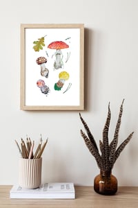 Image 5 of Amanita Muscaria Watercolor Illustration, ORIGINAL ARTWORK 