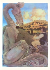 Man Talking with Dragon Art Print