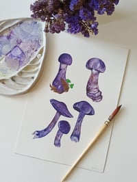 Image 1 of Cortinarius Violaceous Watercolor Illustration ORIGINAL ARTWORK 