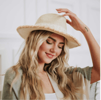 Image 1 of LACE TRIM STRAW HAT
