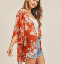 Image 1 of Clay Washed Floral Kimono