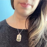 Image 4 of Sterling Silver Bezeled Moss Green Sea Glass w/Casted Cedar Leaf and Silver Chain