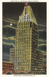 Moon Over Reynolds Building Winston-Salem Postcard