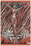 Naked Woman Champagne Postcard