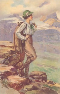 Image 1 of Vintage Hiking Woman Postcard