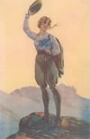 Vintage Woman Mountain Climber Postcard