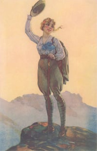Image 1 of Vintage Woman Mountain Climber Postcard