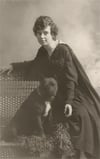 Woman with Dog Black and White Vintage Postcard
