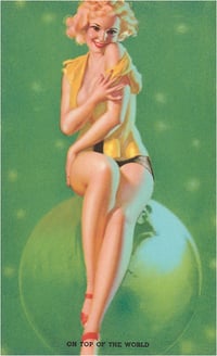 Image 1 of On Top of the World Vintage Pinup Postcard
