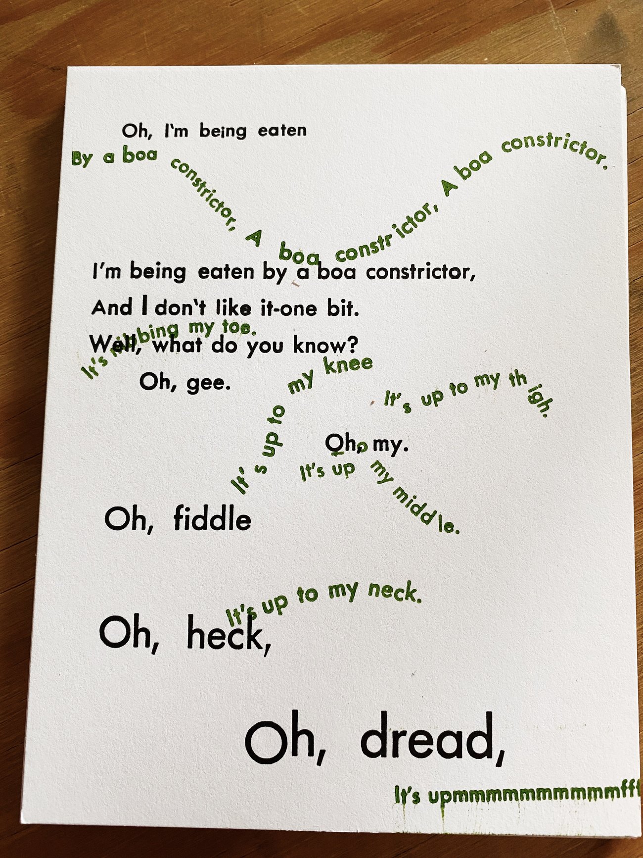 Boa Constrictor Letterpress Print | Wrestling With Design