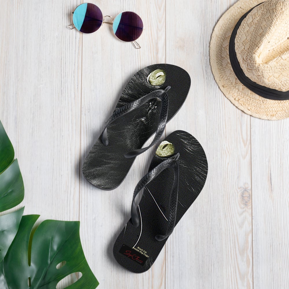 Image of Black Cat Aussie Flip-Flops 2