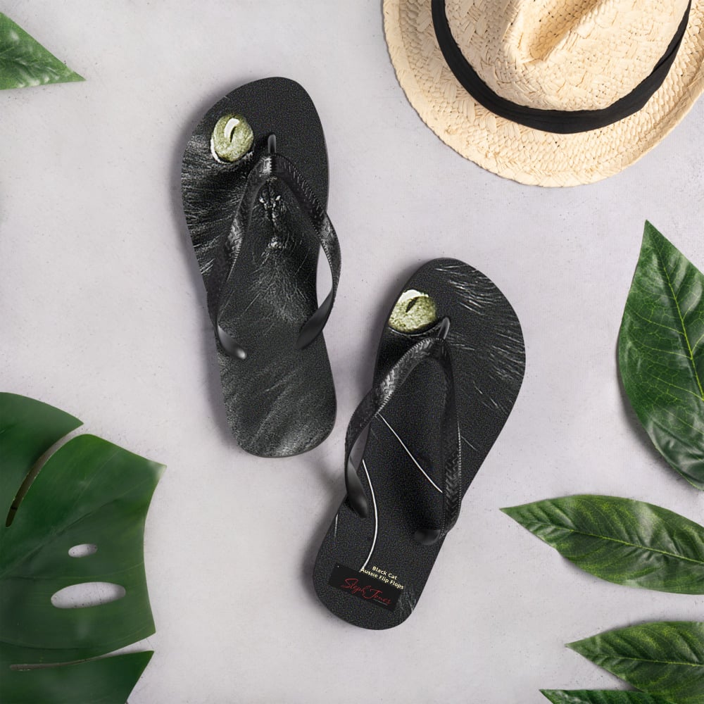 Image of Black Cat Aussie Flip-Flops 2