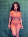 Ready for Brunch (faux leather 2pc shorts set) (dark caramel)