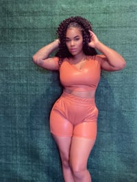 Image 3 of Ready for Brunch (faux leather 2pc shorts set) (dark caramel)