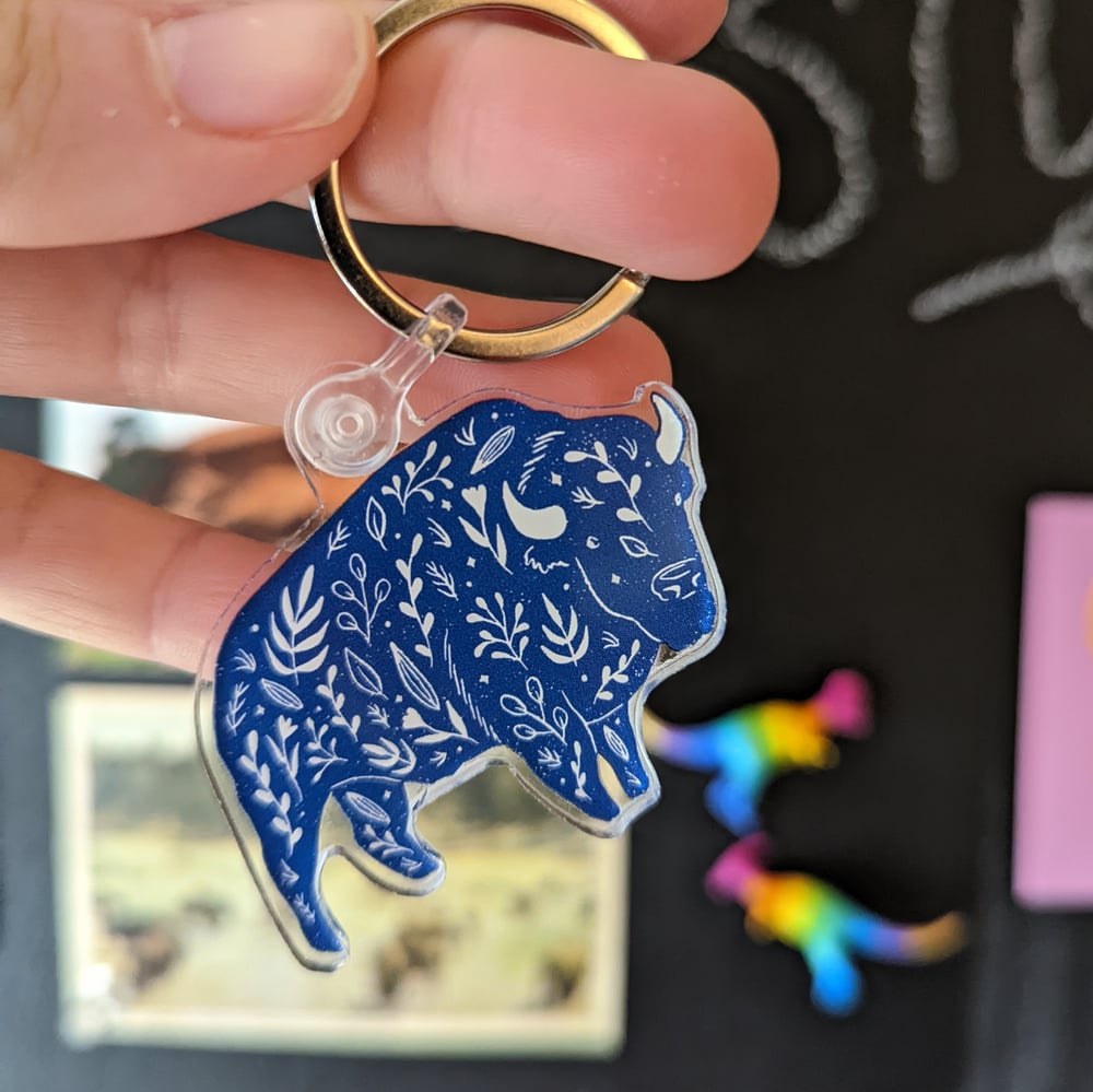 Image of Floral bison keychain