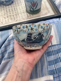Image 1 of Beautiful Ship Bowl with flowers SOLD TO SHARON 