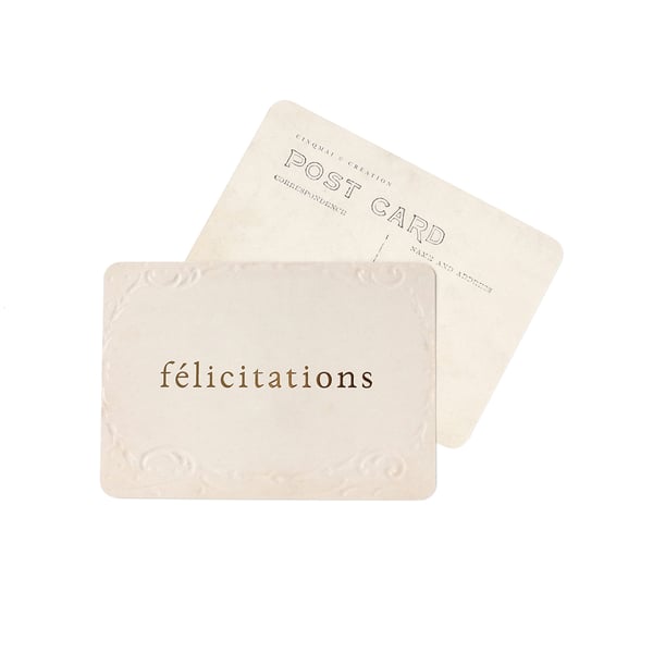 Image of Carte Postale FÉLICITATIONS / DORÉE / OLD PAPER