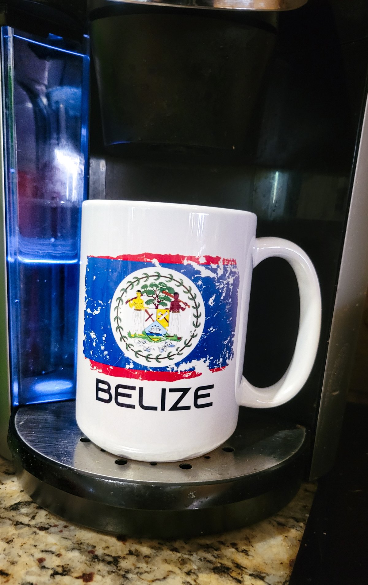 Image of Belize Flag Grunge Effect 11oz Coffee Mug 