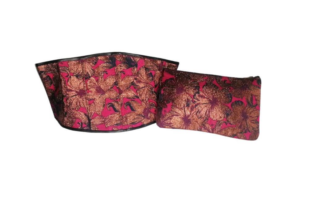 RED & GOLD UNDERBUST CORSET & BAG SET